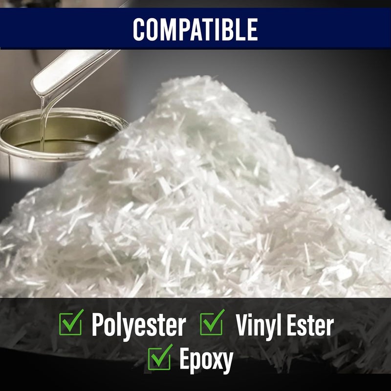 Simond 1/4" Chopped Glass Fiber Strands - 2 Pound - 100% E-Glass Fiber - High Quality Fiberglass Fiber for Filler Reinforcement - Compatible with Epoxy, Vinyl Ester, and Polyester Resin System - Image 4